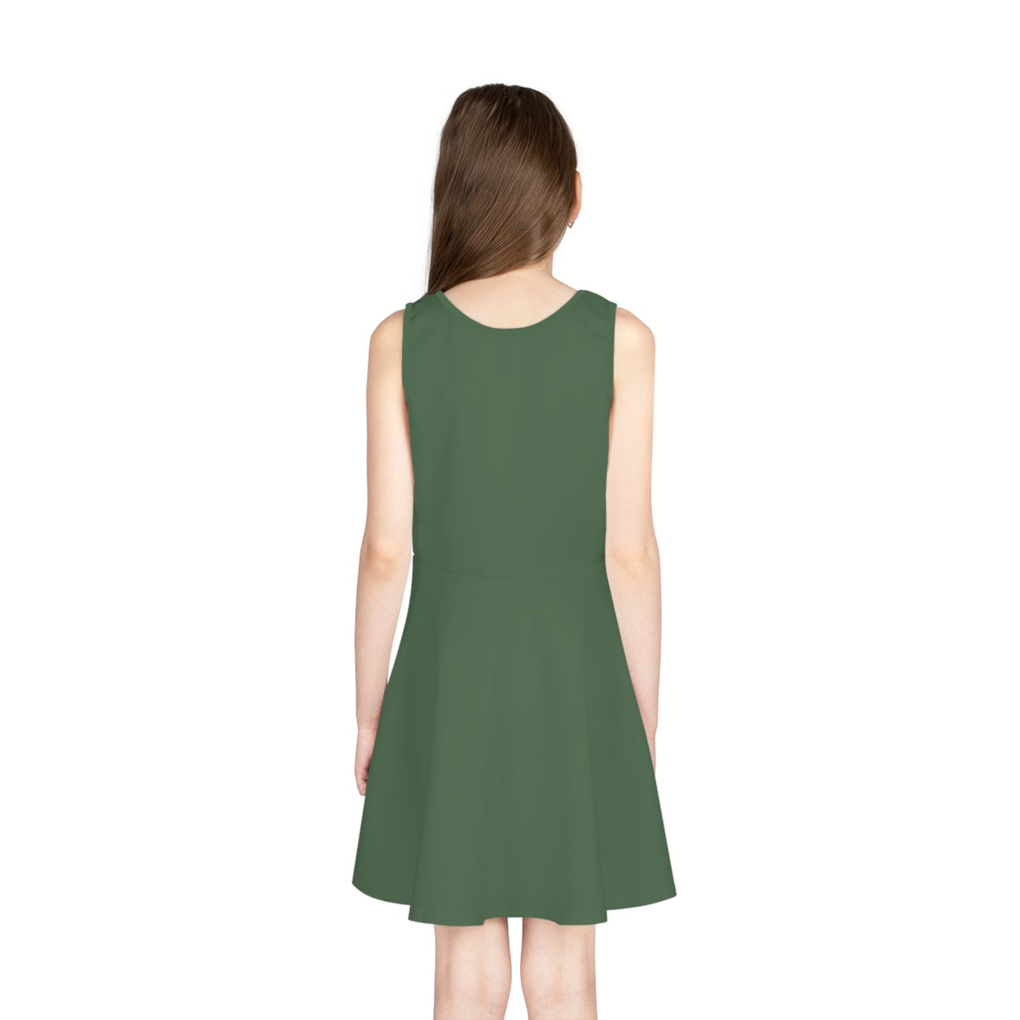 Girls' Sage Green Sundress — Sleeveless Twirl Dress for Kids