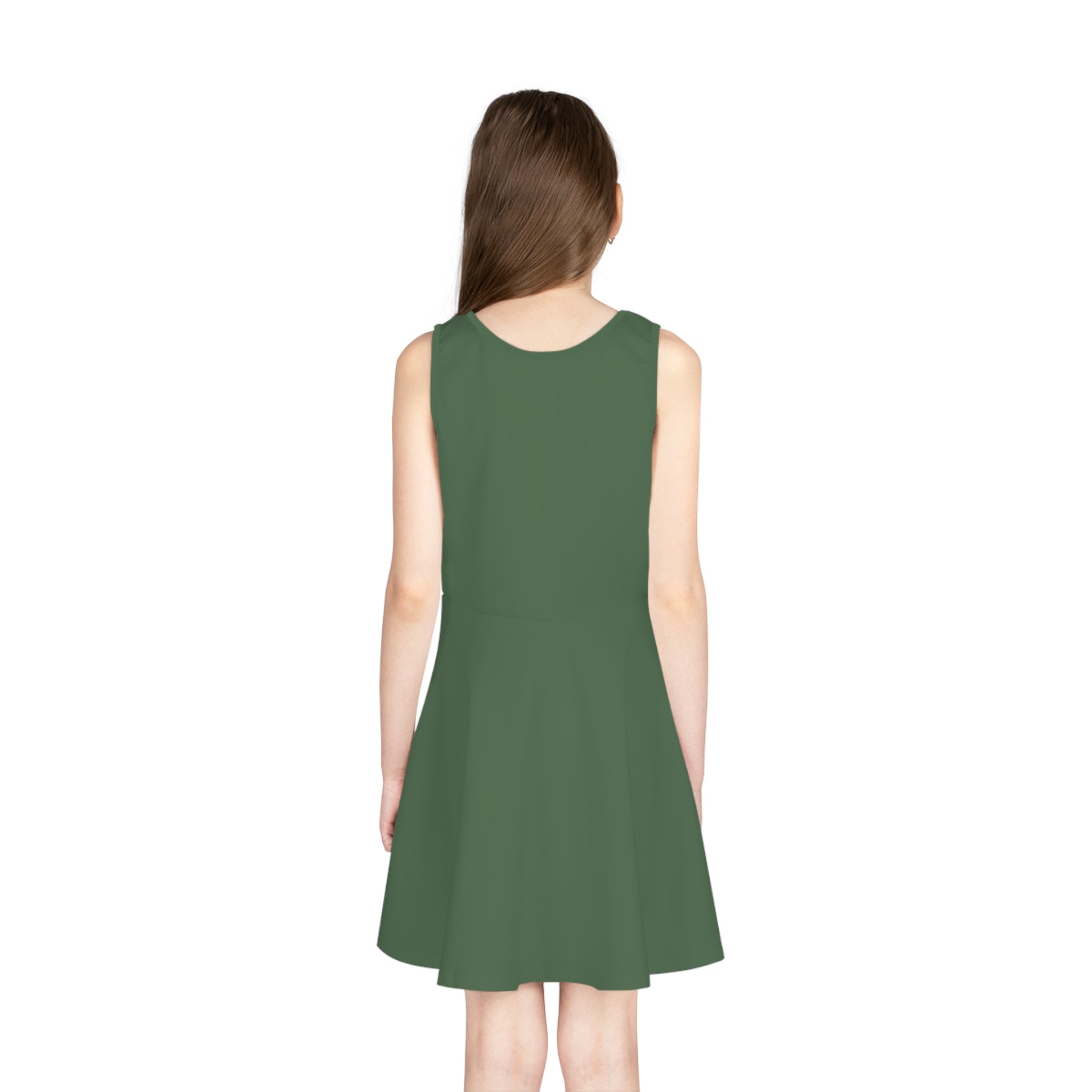Girls' Sage Green Sundress — Sleeveless Twirl Dress for Kids
