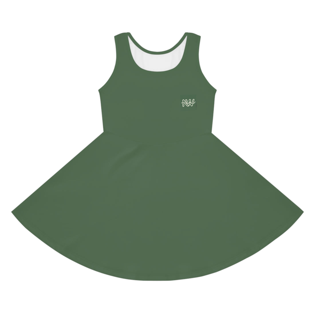 Girls' Sage Green Sundress — Sleeveless Twirl Dress for Kids