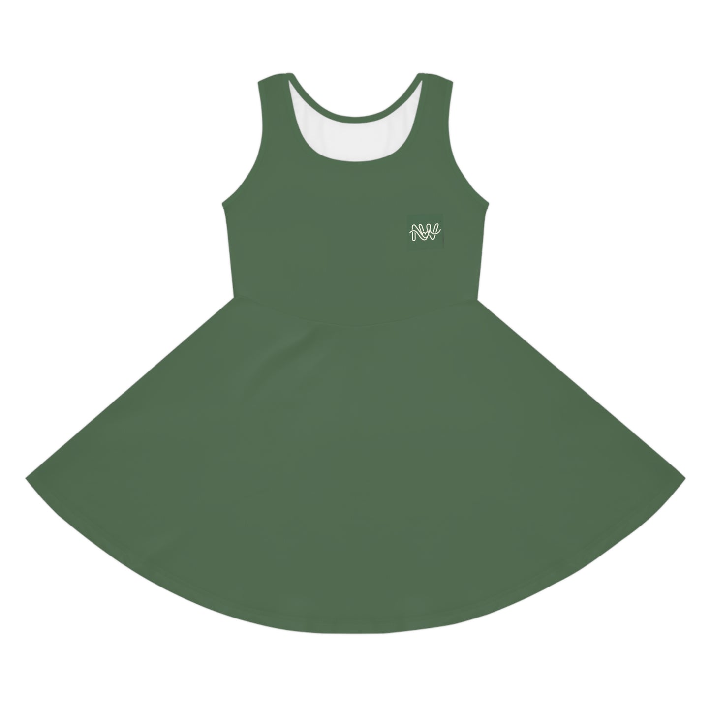 Girls' Sage Green Sundress — Sleeveless Twirl Dress for Kids