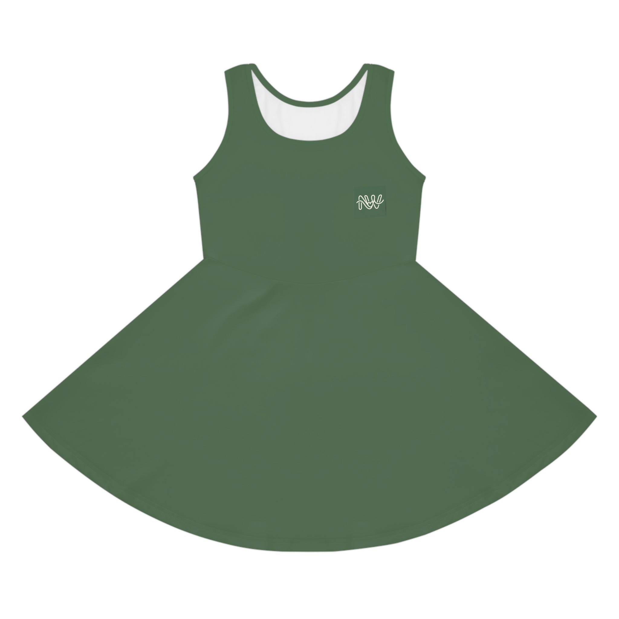 Girls' Sage Green Sundress — Sleeveless Twirl Dress for Kids