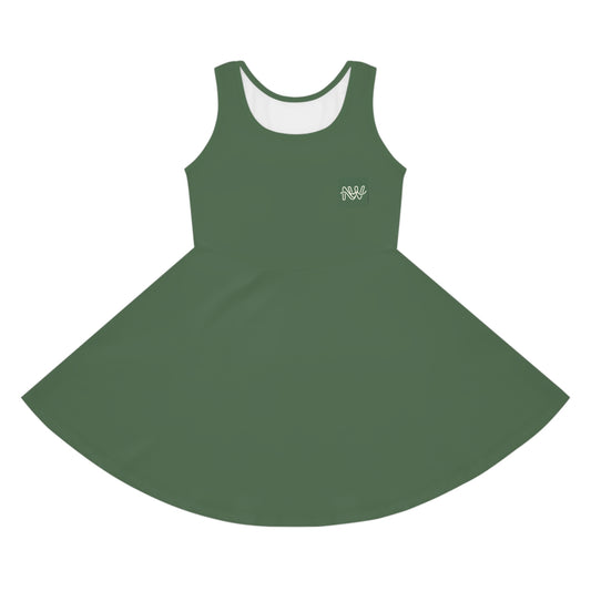 Girls' Sage Green Sundress — Sleeveless Twirl Dress for Kids