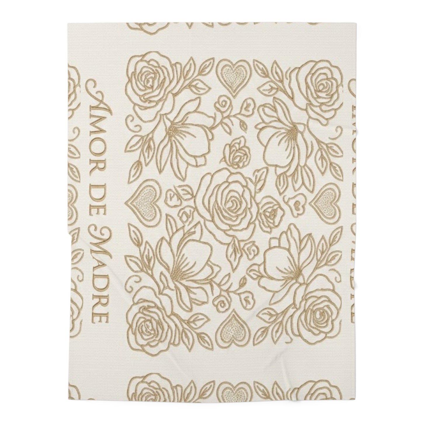 Floral "Amor de Madre" Baby Swaddle Blanket — Soft Rose & Heart Muslin Wrap for New Moms, Shower Gift