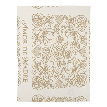 Floral "Amor de Madre" Baby Swaddle Blanket — Soft Rose & Heart Muslin Wrap for New Moms, Shower Gift