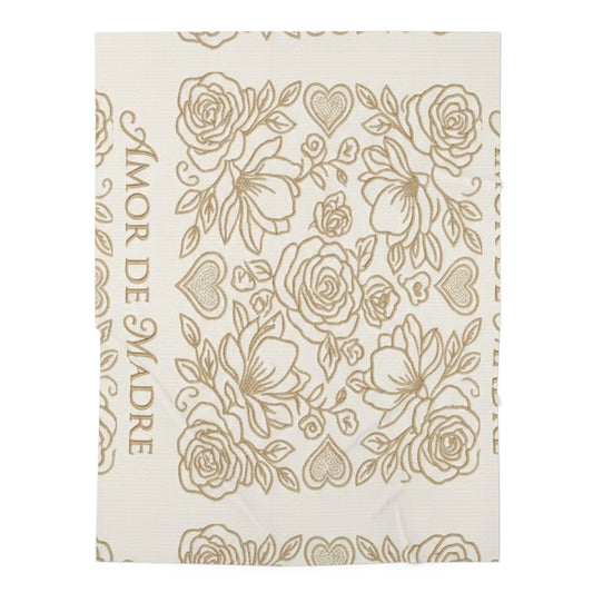 Floral "Amor de Madre" Baby Swaddle Blanket — Soft Rose & Heart Muslin Wrap for New Moms, Shower Gift