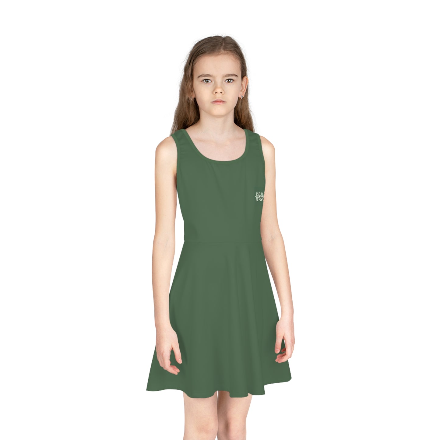 Girls' Sage Green Sundress — Sleeveless Twirl Dress for Kids