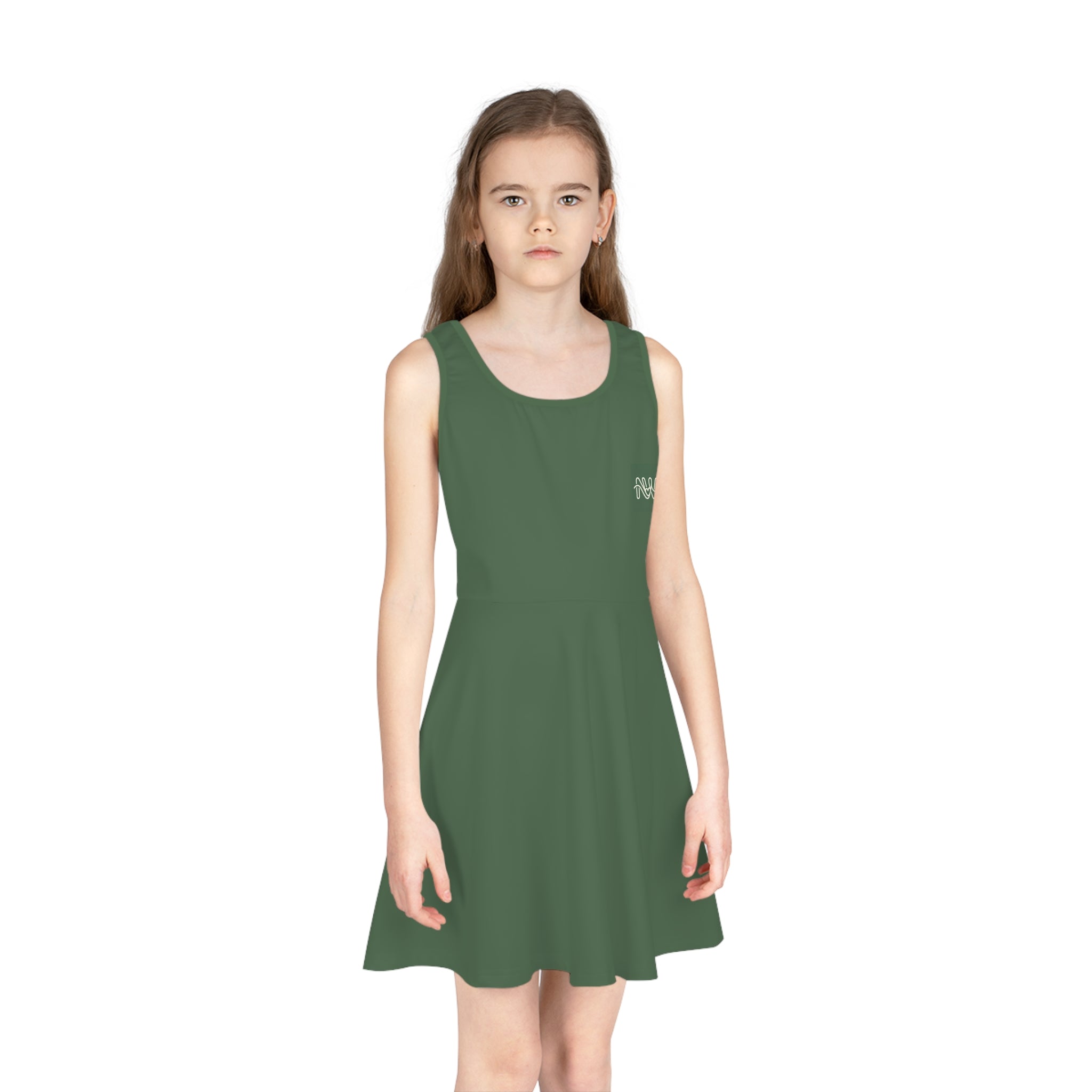 Girls' Sage Green Sundress — Sleeveless Twirl Dress for Kids